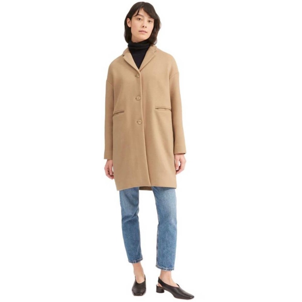 Everlane NWT Women's The Cocoon Camel Trench Coat Size 2 Wool Blend Winter Coat